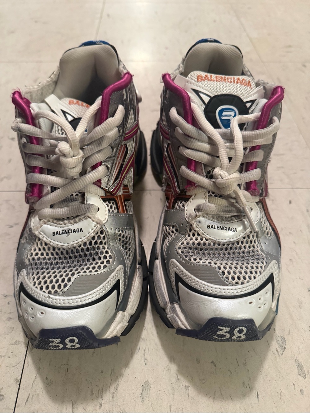 Balenciaga Women's White Multi-Color Track Sneakers